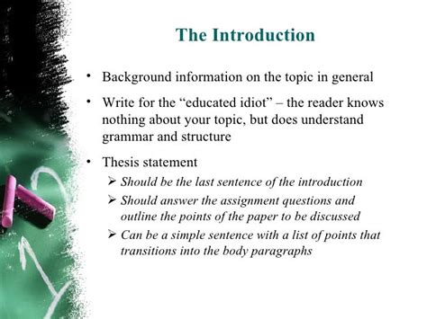 how to write background information in an essay